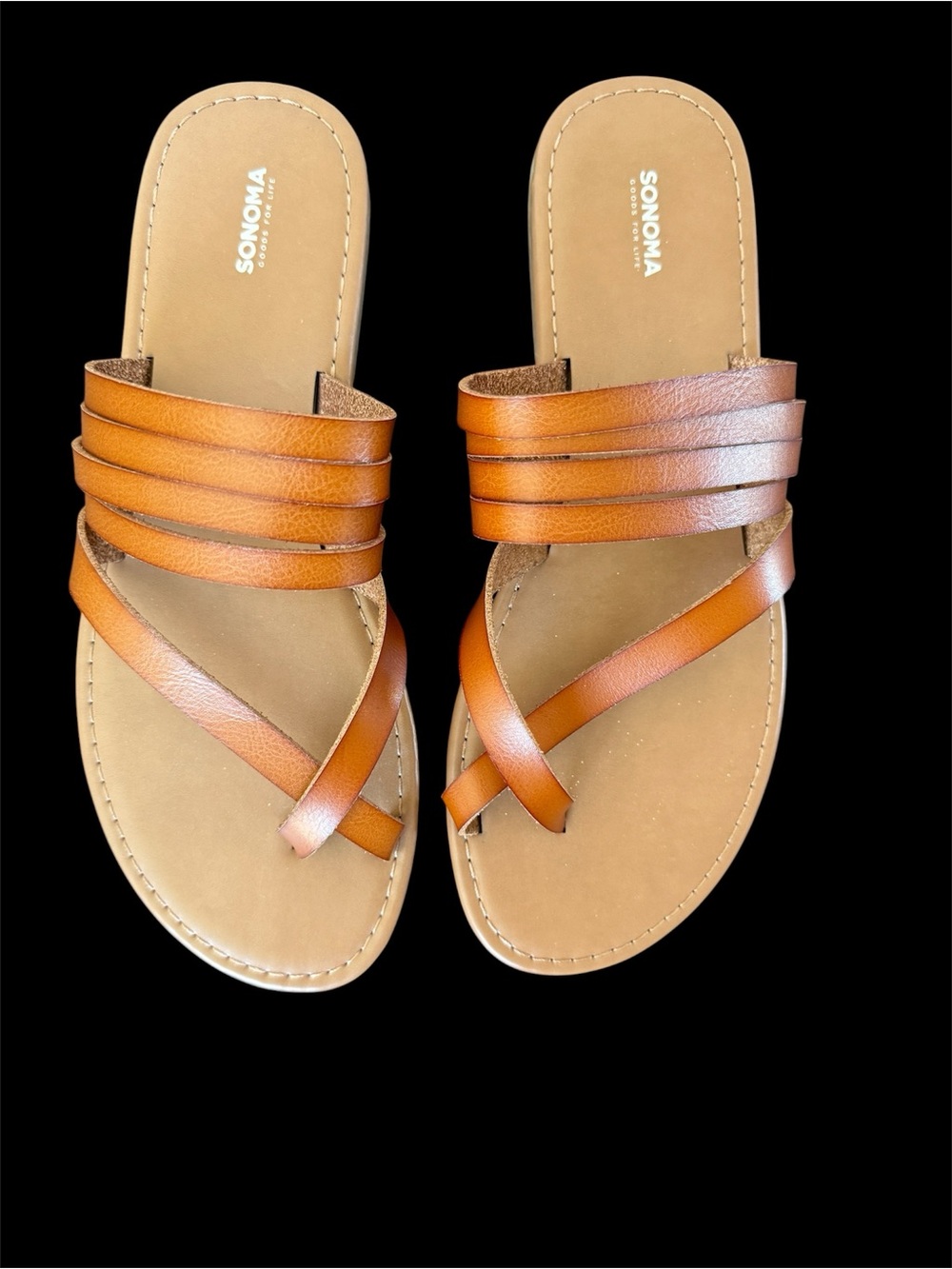 Sonoma Tan Leather Strappy Slide Sandals. Brand new without tag. Never worn. - Picture 3 of 3